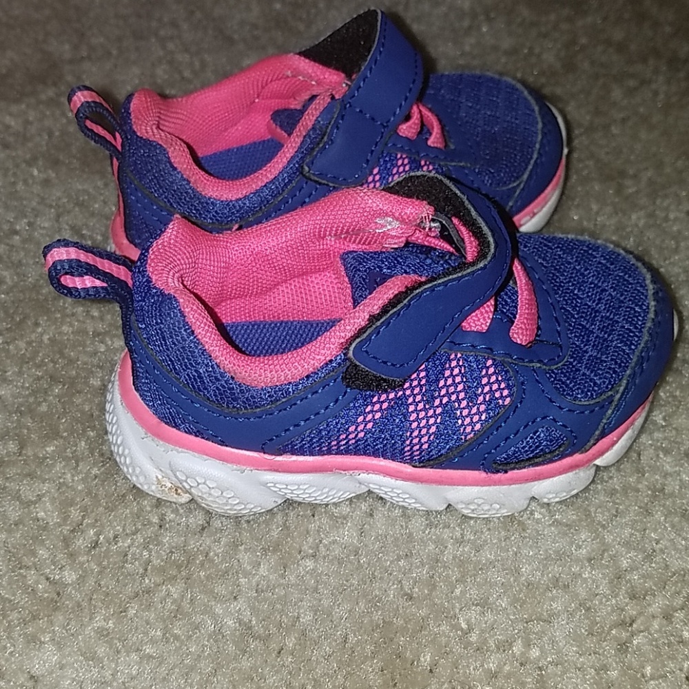 Blue and pink sneakers
